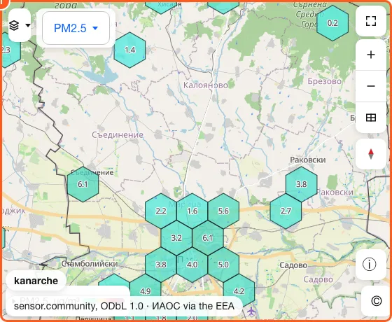 The map embedded on another page, centred on Plovdiv Province.