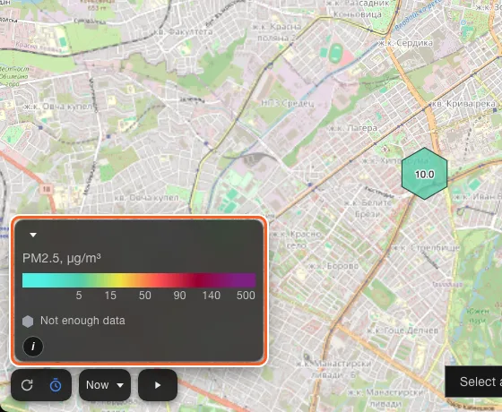 The legend unfolded in the corner of the map, with the colour scale and the "What the colours mean" link.